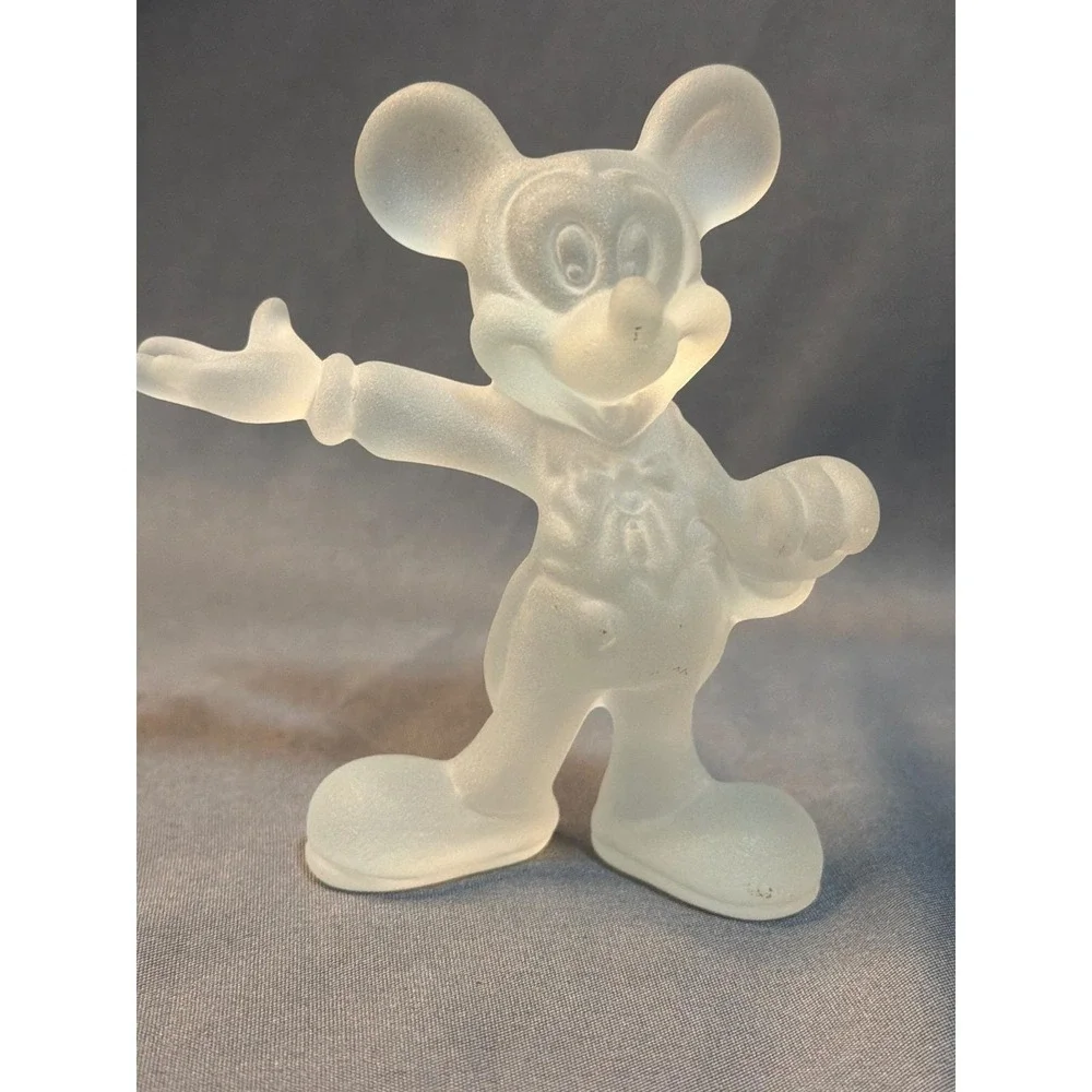 Disney Mickey Mouse Frosted Glass Figurine Satin Crystal Statue Collectible